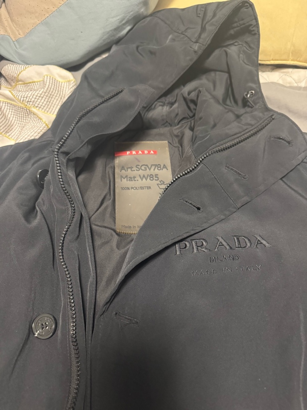 Unisex Vintage Prada Black Hooded Jacket - Milano